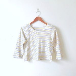 Gap Striped 3/4 Sleeve Crop Top